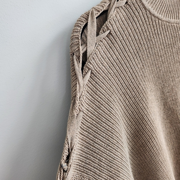 ARITZIA Wilfred Salome Knit Top Pullover Lace Up Sleeves Earth Fairy Goblincore - Picture 4 of 11